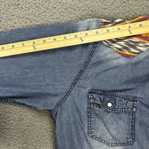 VTG Arizona Jean Denim Long Sleeve Button Up Southwest Pearl Snap Shirt XL - Picture 11 of 14